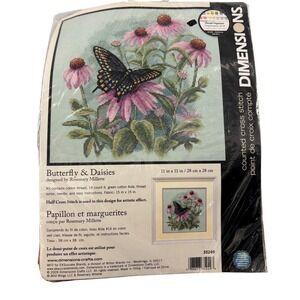 Dimensions Butterfly Daisies Counted Cross‎ Stitch Kit Needlepoint *